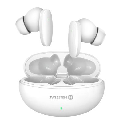 SWISSTEN Ecouteurs TWS Bluetooth 5.3 Musique et Appels Boitier 230mAh USB-C Blanc