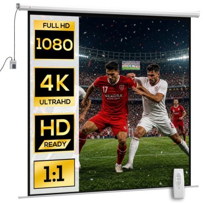 HOMCOM &Eacute;cran de projection motoris&eacute; home-cin&eacute;ma format 1:1 120 pouces 4k hd avec t&eacute;l&eacute;commande blanc noir 