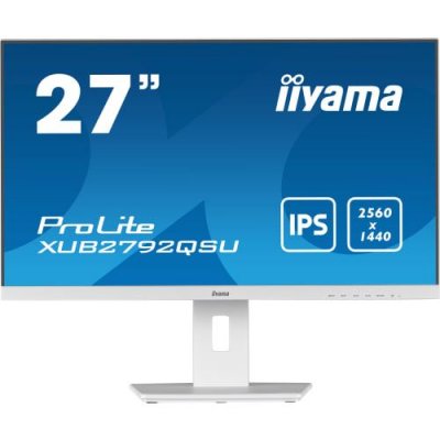 IIYAMA Ecran  27 Blanc IPS Ultra mince 5ms 2560x1440 350 cd/m HP &eacute;couteurs DVI