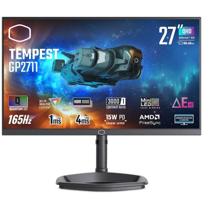COOLER MASTER Ecran PC  GP2711 27"" QHD 165Hz/MiniLED VA/HDR/USB-C/KVM/FS 