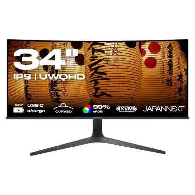 JAPANNEXT Ecran PC Incurv&eacute; 34 UWQHD Dalle IPS USB-C (+ charge 65W) 