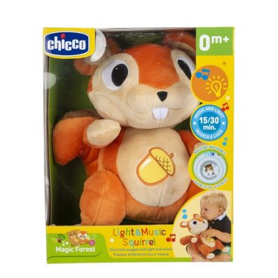 CHICCO Ecureuil en peluche  Sons et lumi&egrave;re 