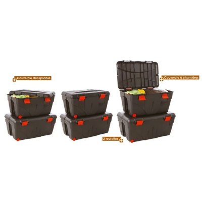 EDA  Malle DE Rangement TRAFIC avec roulettes 85L Couleur Noir 10189