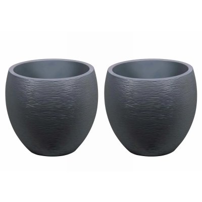 EDA  Pot &agrave; fleurs Egg - Gris anthracite - &Oslash; 50 x 45 cm