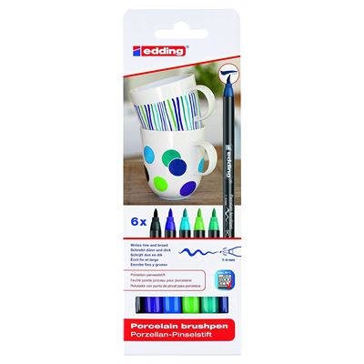 EDDING  Assortiment de 6 feutres porcelaines E4200 - Couleurs froides