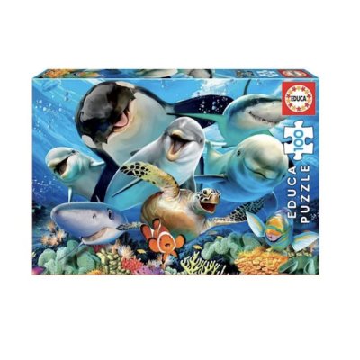 EDUCA  Borras 100 Pieces Selfie Bajo El Agua Wooden Puzzle Bleu