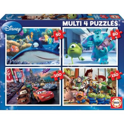 EDUCA  Borras Multi 4s 50-80-100 Pieces-150 Pixar Wooden Puzzle Bleu