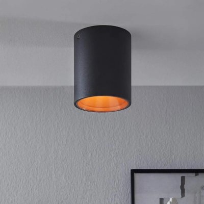 EGLO  - Plafonnier cylindre LED Polasso D10 cm - Noir - Cuivre