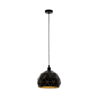 EGLO  Roccafort Suspension 1 Ampoule en Acier Noir Or Culot E27 &Oslash; 40 cm