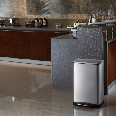 EKO  E-Cube Poubelle &agrave; P&eacute;dale M&eacute;tal Inox 34,5 x 40,3 x 65 cm 40 litres