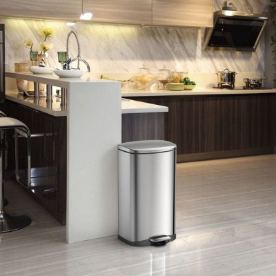 EKO  - Poubelle &agrave; p&eacute;dale Della 50 l Argent&eacute; mat n/a