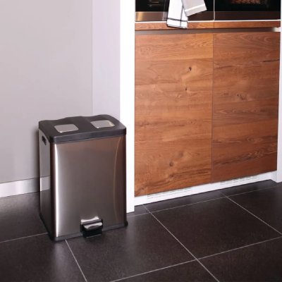 EKO  - Poubelle &agrave; p&eacute;dale Rejoice 2x30 l Argent&eacute; mat Argent