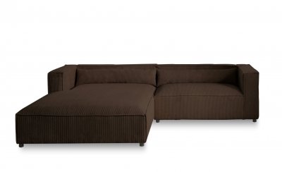 LISA DESIGN Ela - canap&eacute; d'angle gauche 4 places - en velours c&ocirc;tel&eacute; - style contemporain - Marron