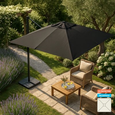 ELIOS PARASOLS  - Parasol d&eacute;port&eacute; Paradise - 3x3m - sans volant - Noir