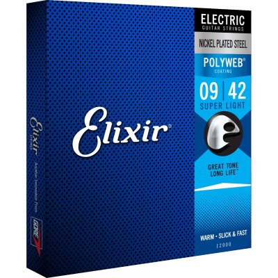 ELIXIR  12000 Polyweb Super Light 9-42 Cordes Pour Guitare &Eacute;lectrique