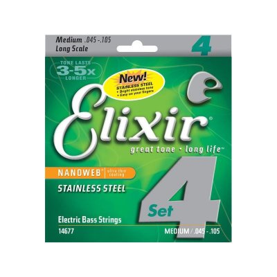 ELIXIR  14677 Nanoweb Stainless Steel Medium Jeu De Cordes Guitare Basse &Eacute;l.