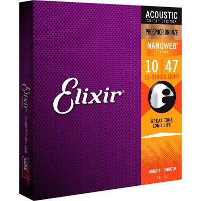 ELIXIR  16152 Phosphore Bronze - Jeu De Cordes Guitare Acoustique 12 Cordes 10-47