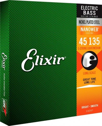 ELIXIR  Nanoweb 14207 - Jeu de cordes guitare basse 5 cordes - 45-135