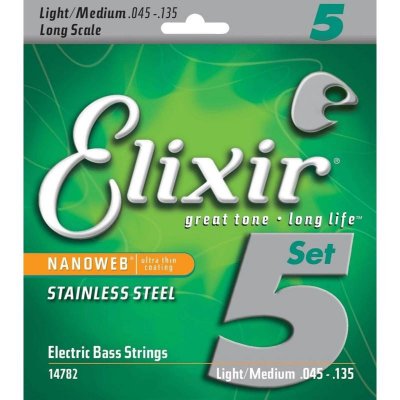 ELIXIR  Nanoweb 14782 - Jeu De Cordes Basse 5 Cordes - 45-135