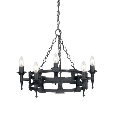 ELSTEAD  Suspension m&eacute;di&eacute;vale SAXON fer forg&eacute; noire