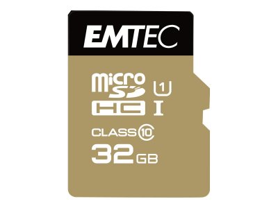 EMTEC  Gold+ - Carte m&eacute;moire flash (adaptateur SD inclus(e)) - 32 Go - Class 10 - micro SD - or 
