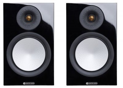 MONITOR AUDIO Enceinte biblioth&egrave;que  silver 100 7g noir brillant vendue par paire
