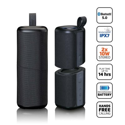 LENCO Enceinte Bluetooth&reg; 2 en 1 - &eacute;tanche (IPX7)  BTP-400BK Noir