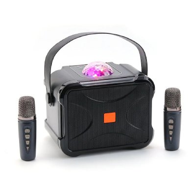 YONIS Enceinte bluetooth karaoke sans fil 10w autonomie 3h micros int&eacute;gr&eacute;s noir  