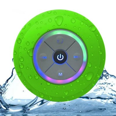 YONIS Enceinte Bluetooth Waterproof Mini Avec Lumi&egrave;re LED Radio FM Subwoofer Carte TF Ventouse Vert 
