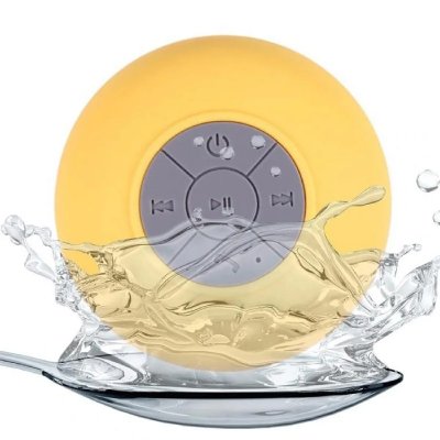 YONIS Enceinte Bluetooth Waterproof Portable Mini Subwoofer Pour Douche Avec Micro Int&eacute;gr&eacute; Jaune 