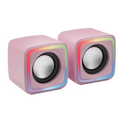 MARS GAMING Enceintes Compactes Gaming RGB MSCUBE Rose Processeur de Son DSP 8W