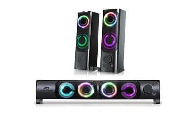Enceintes pc 2. 0 - 6w rms - modulable en une barre de son - r&eacute;tro&eacute;clairage rgb - alimentation usb