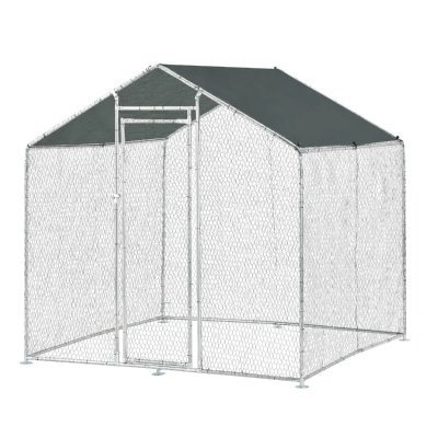 PRO.TEC Enclos Ext&eacute;rieur Voli&egrave;re Acier Galvanis&eacute; 2 x 2 x 2 m Argent Vert Fonc&eacute; []