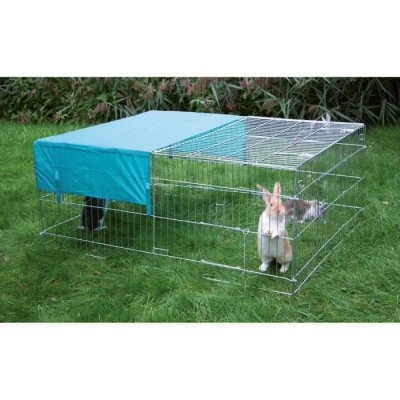 KERBL Enclos Exterieur144x112x60cm Zingu&eacute; + Protection Solaire