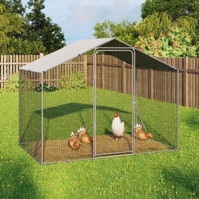 IDMARKET Enclos poulailler 3 m&sup2; parc grillag&eacute; 2,20x1,4 M acier galvanis&eacute;