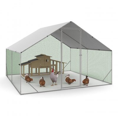 IDMARKET Enclos poulailler 9 m&sup2; parc grillag&eacute; 3x3 M acier galvanis&eacute;