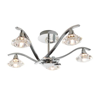 ENDON  - Plafonnier Langella, chrome et cristal, 5 ampoules