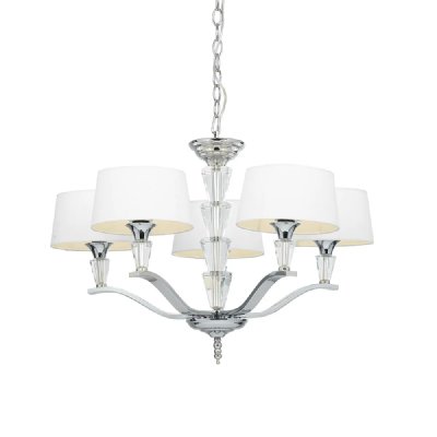 ENDON  - Suspension Fiennes, chrome et cristal, avec abat-jour - Blanc