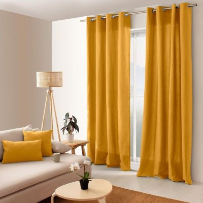 Enjoy Home - Rideau uni effet bachette - 135 x 240 cm - Moutarde