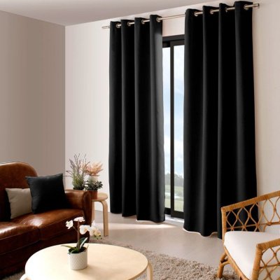 Enjoy Home - Rideau uni occultant avec oeillets - 140 x 240 cm - Noir