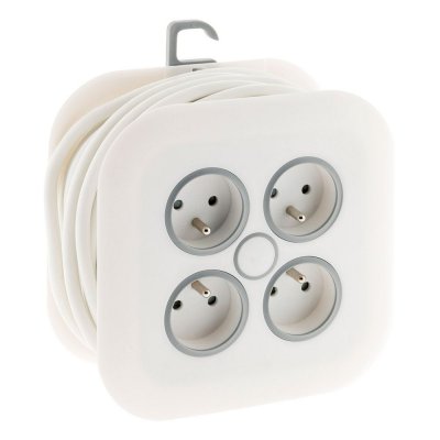 ZENITECH Enrouleur domestique 4x 16A 2P+T &agrave; fiche extraplate 3G1mm&sup2; - 7m Blanc 
