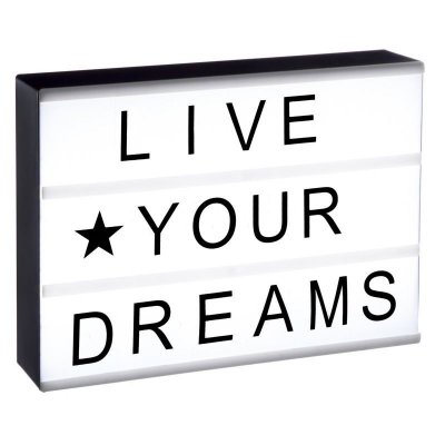 Enseigne Lumineuse Led format A4 blanc avec 82 lettres et symboles
