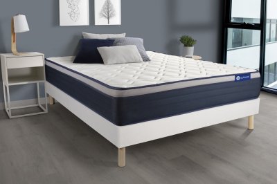 ACTISOM Ensemble 140x190 cm sommier kit blanc