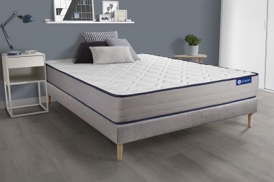 ACTISOM Ensemble 140x190 cm sommier kit gris