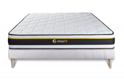 SLEEPFIT Ensemble 140x190 matelas SOFT + sommier kit blanc