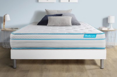 BODYCARE Ensemble 140x190 M&eacute;moire de forme et micro ressorts ensach&eacute;s - sommier