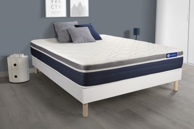 ACTISOM Ensemble 160x200 Matelas Hybride Sommier kit Blanc