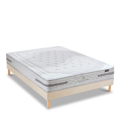 NUIT DE COTON Ensemble 180x200 Matelas Ressorts + Sommier Bois