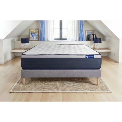 ACTISOM Ensemble 200x200 Matelas Latex et m&eacute;moire de forme Sommier kit Gris