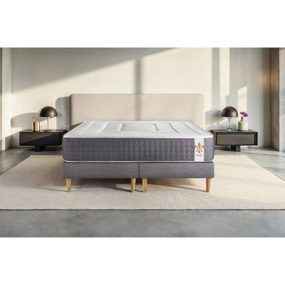 LITIER DELUXE Ensemble 200x200 Ressorts et m&eacute;moire de forme sommier Gris